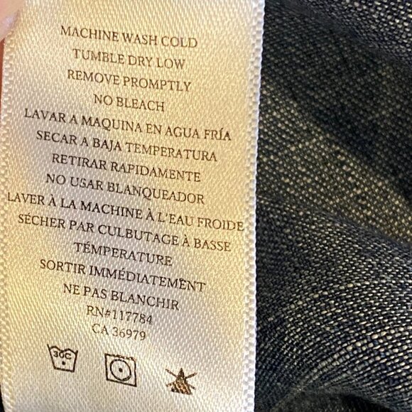 RAILS Chambray Blue Denim Shirt-Dress Raw Hem Embroidered Sz S #103W - Picture 6 of 13